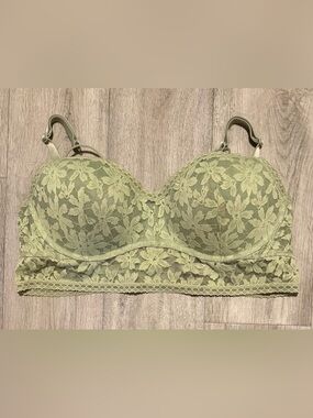 Victoria's Secret PINK Size XL Lace Push Up Bralette Bra Green